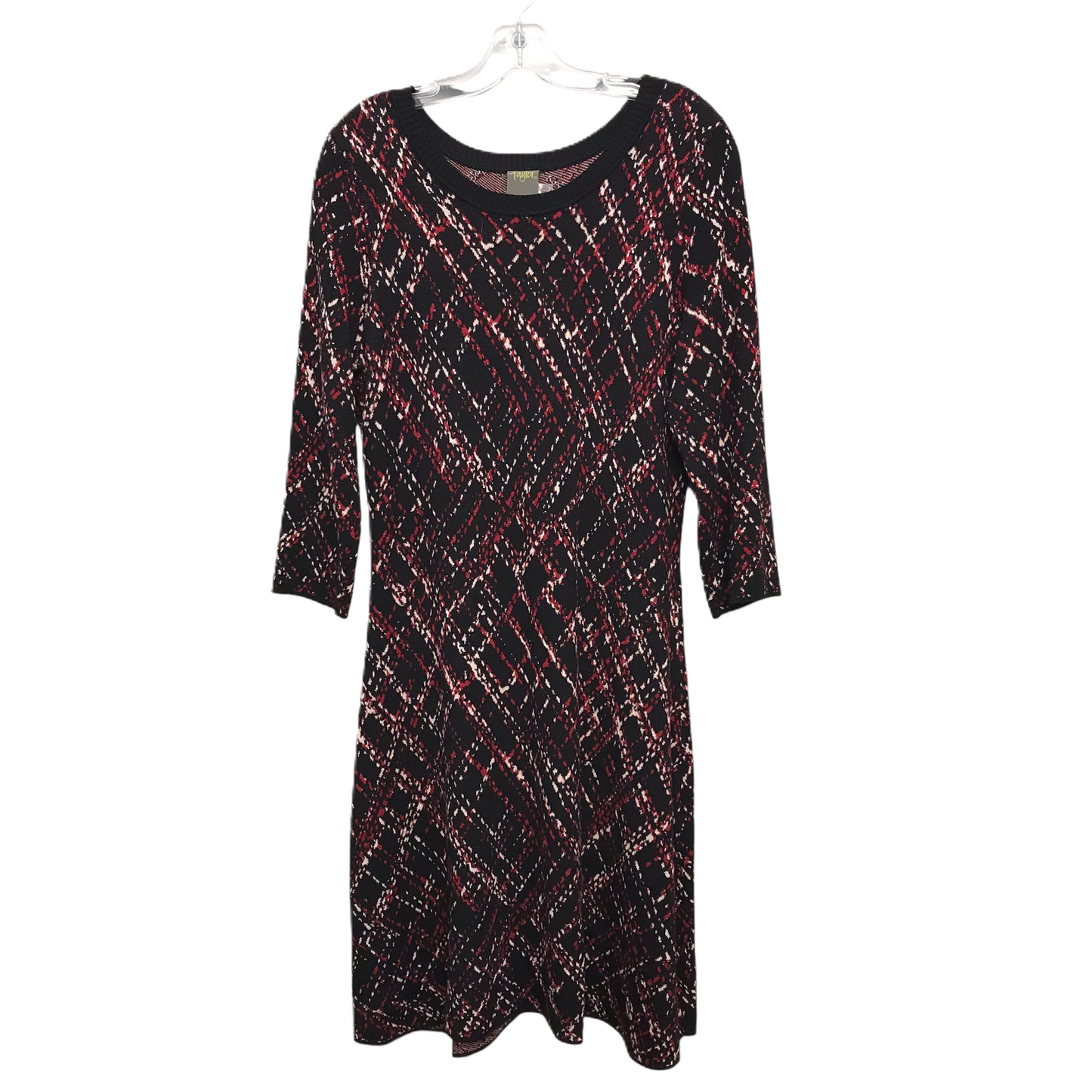 Dress Casual Midi By Taylor In Black & Red, Size: L