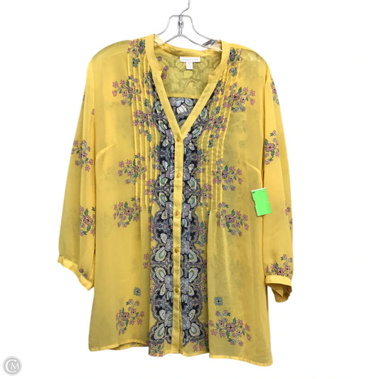 Top Long Sleeve By Charter Club In Floral Print, Size: Xl