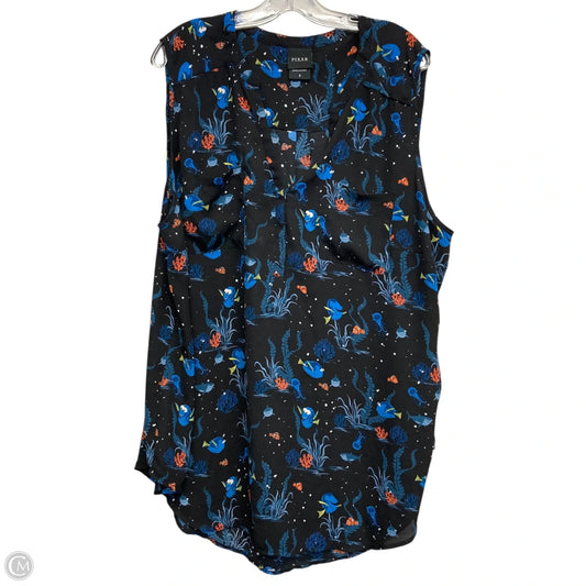 Top Sleeveless By Pixar In Black & Blue, Size: 3x