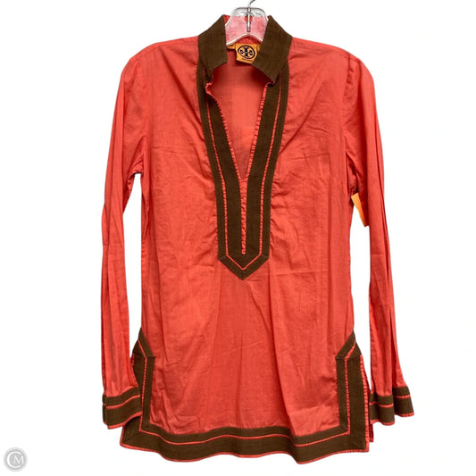 Top Long Sleeve Designer By Tory Burch In Orange, Size: S
