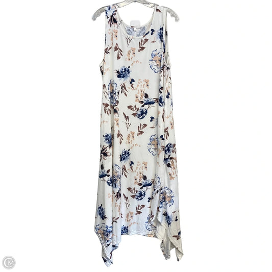 Dress Casual Midi In Floral Print, Size: 2x