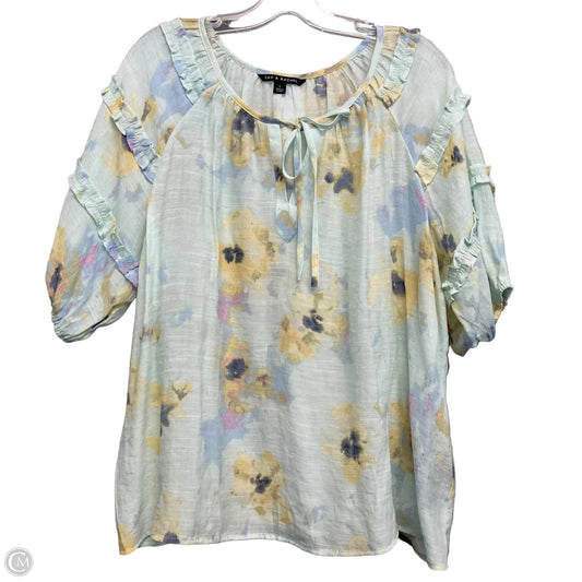 Top Short Sleeve By Zac And Rachel In Floral Print, Size: L