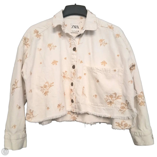 Jacket Denim By Zara In White, Size: S