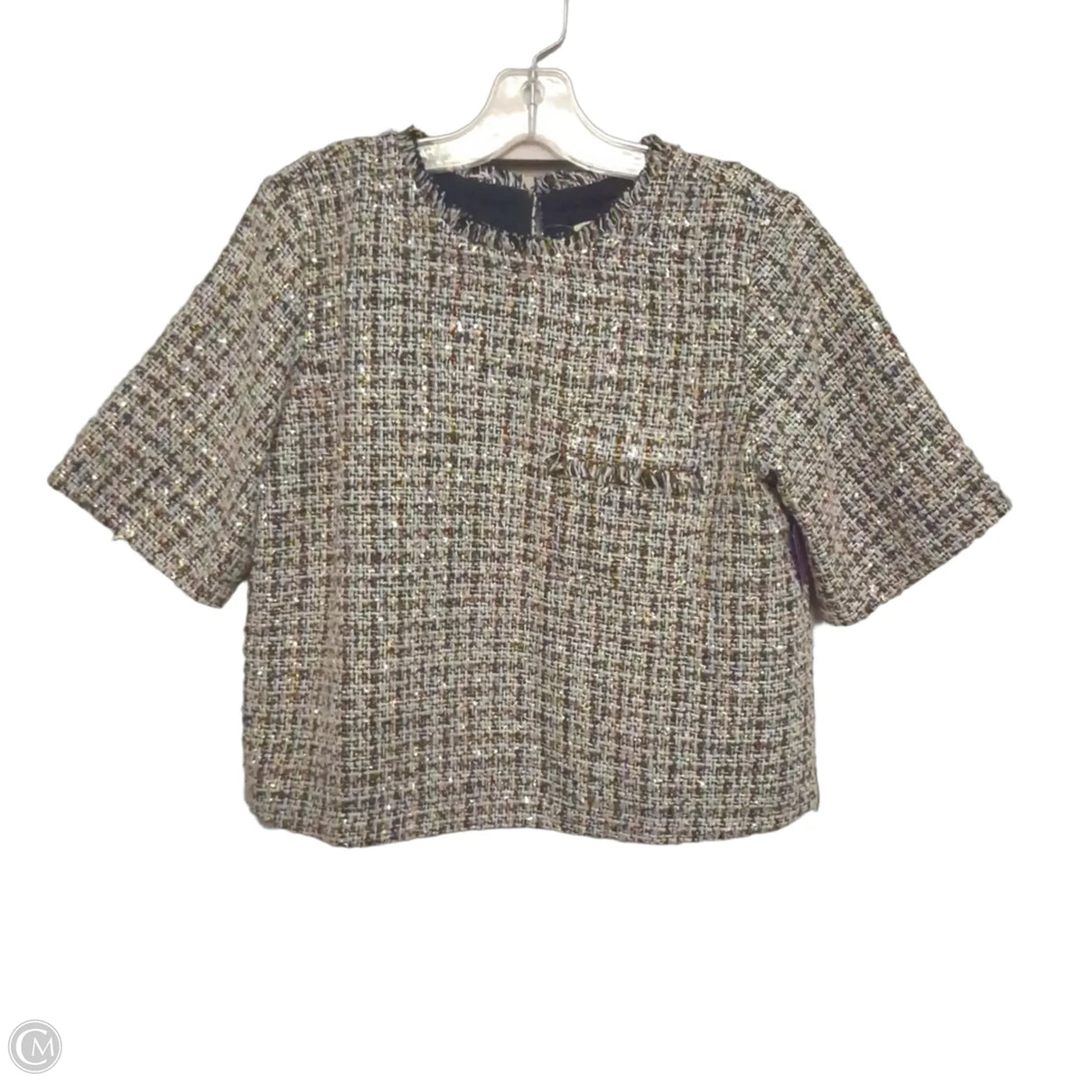 Top Short Sleeve By Loft In Plaid Pattern, Size: S