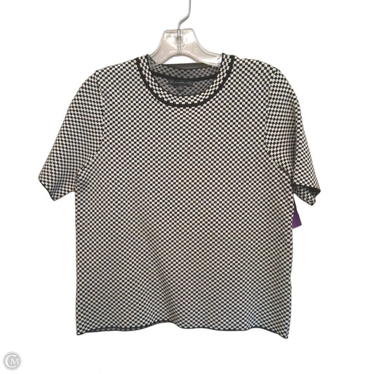 Top Short Sleeve By Adrianna Papell In Black & White, Size: S