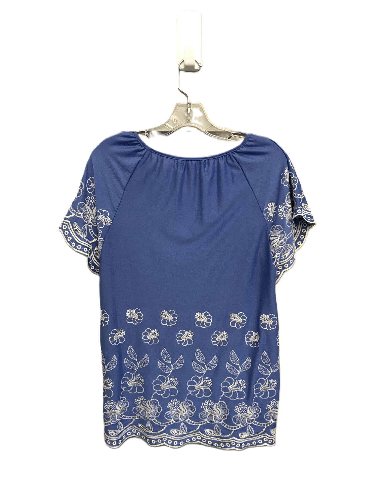 Blue & White Top Short Sleeve By Fever, Size: S