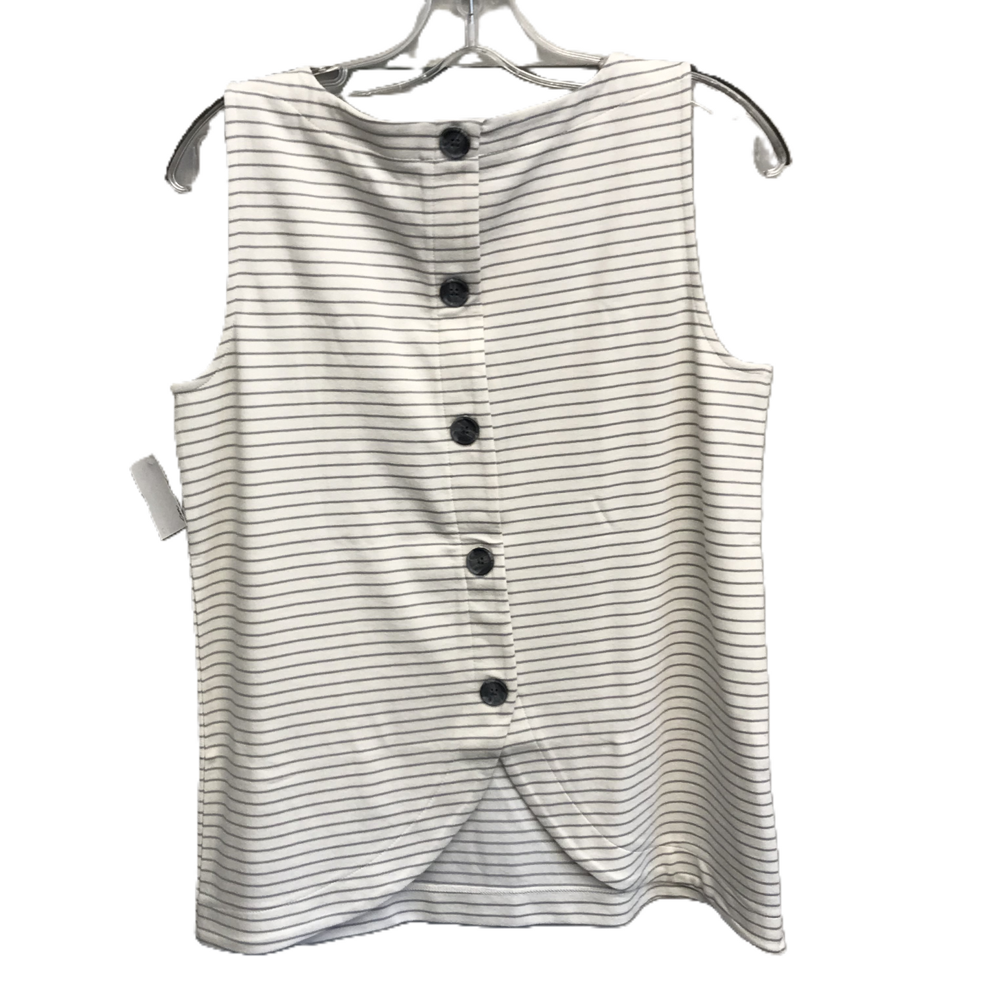 Grey & White Top Sleeveless By Loft, Size: S