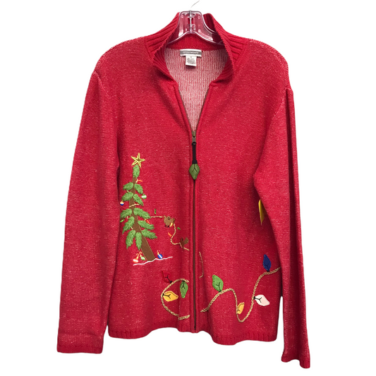 Sweater Cardigan By Investments In Red, Size: M