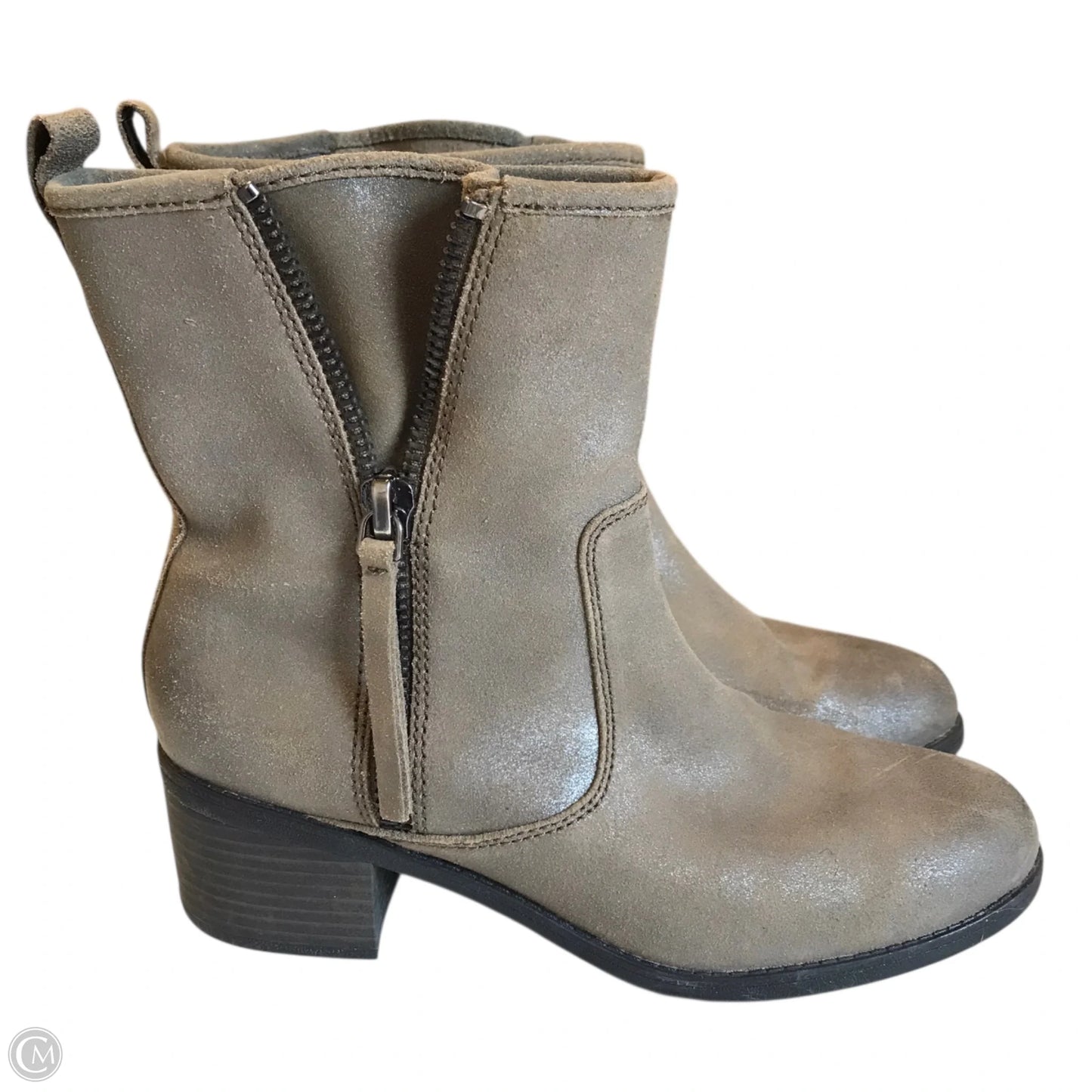 Boots Ankle Heels By Clarks In Taupe, Size: 9