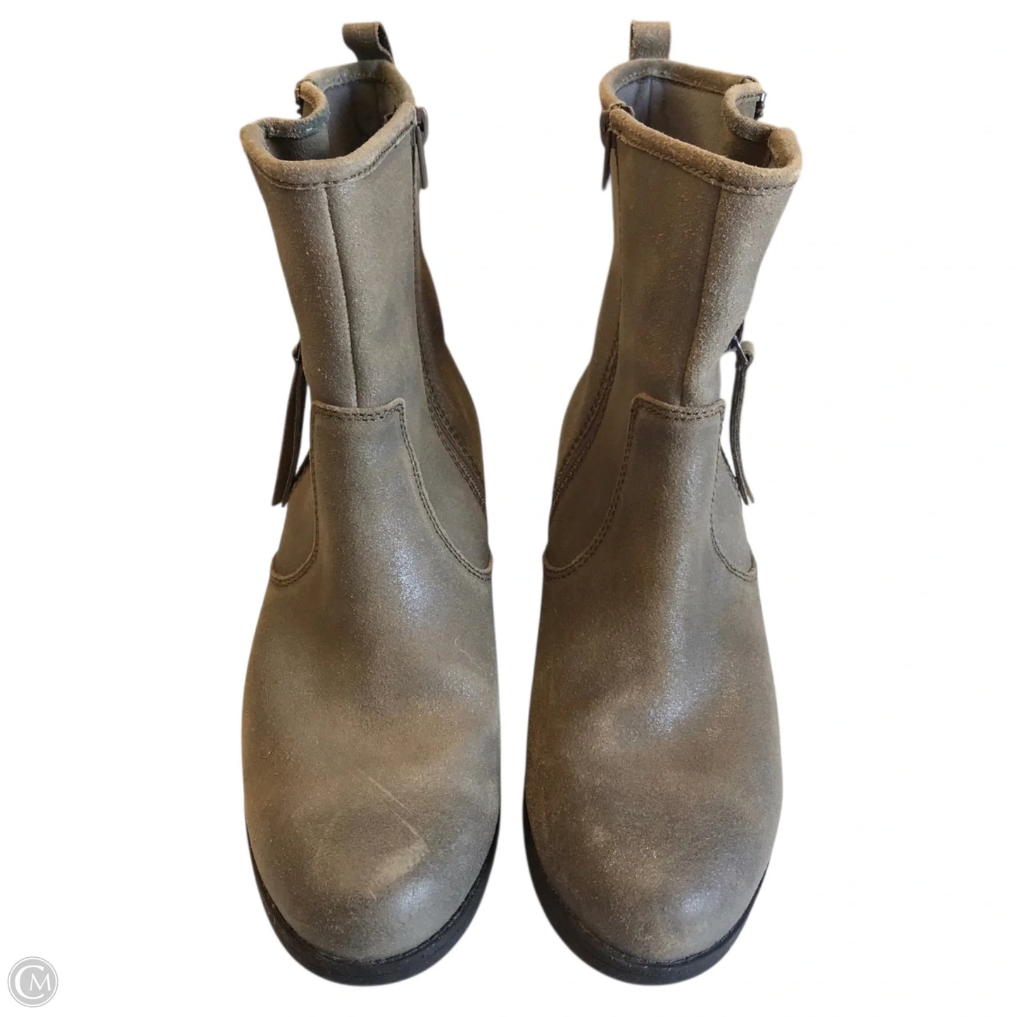 Boots Ankle Heels By Clarks In Taupe, Size: 9