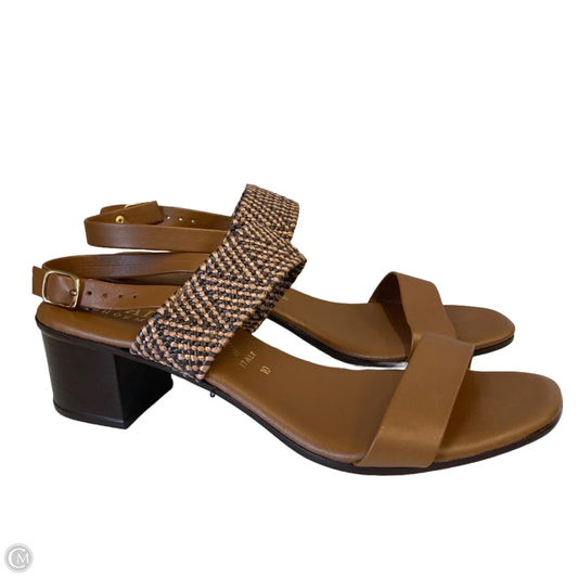 Sandals Heels Block By Italian Shoemakers In Brown, Size: 10
