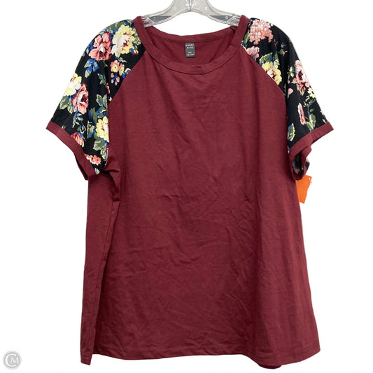 Top Short Sleeve By Emery Rose In Maroon, Size: 3x