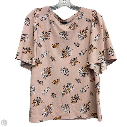 Top Short Sleeve Basic By Worthington In Floral Print, Size: M