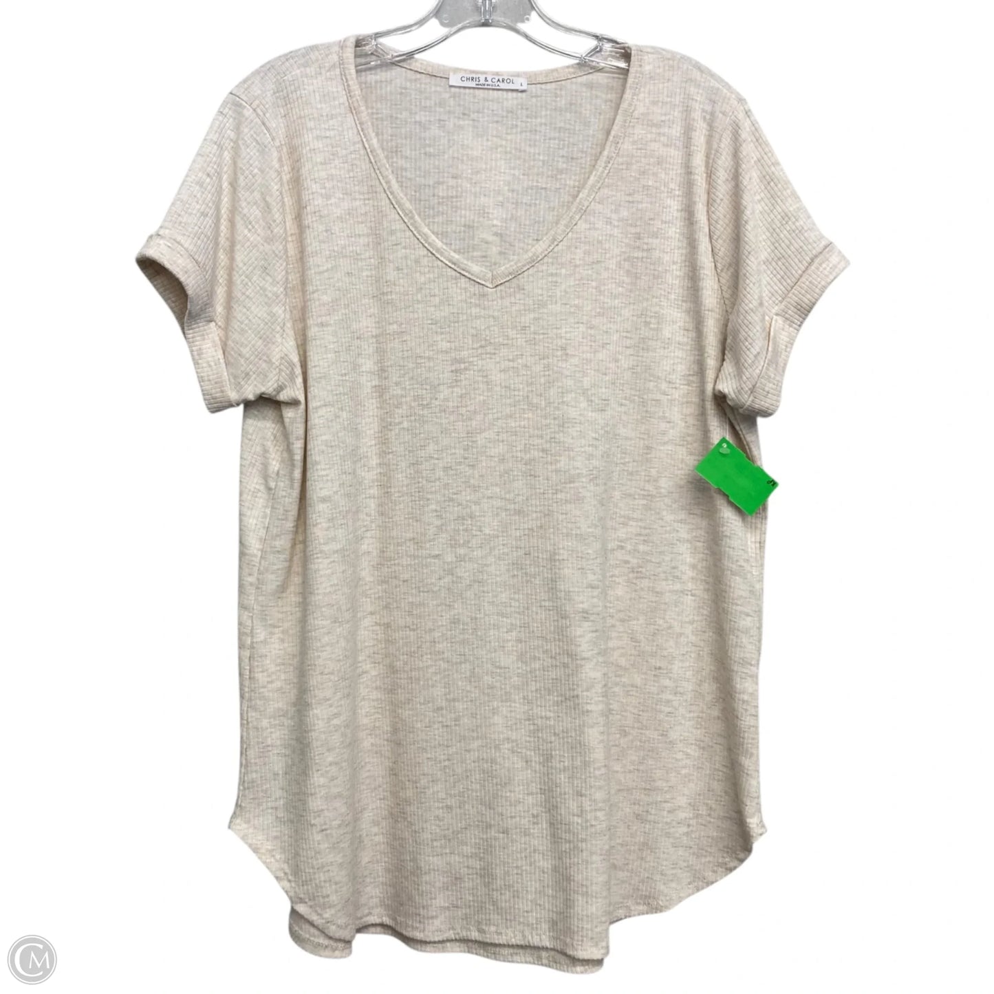 Top Short Sleeve Basic By Chris And Carol In Cream, Size: L