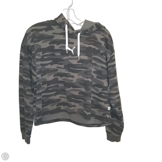 Athletic Sweatshirt Hoodie By Puma In Camouflage Print, Size: M