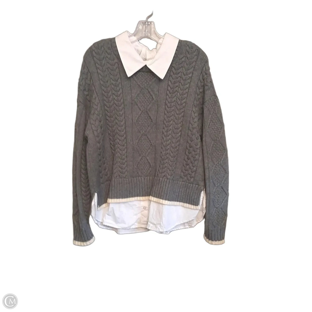 Sweater In Grey & White, Size: M