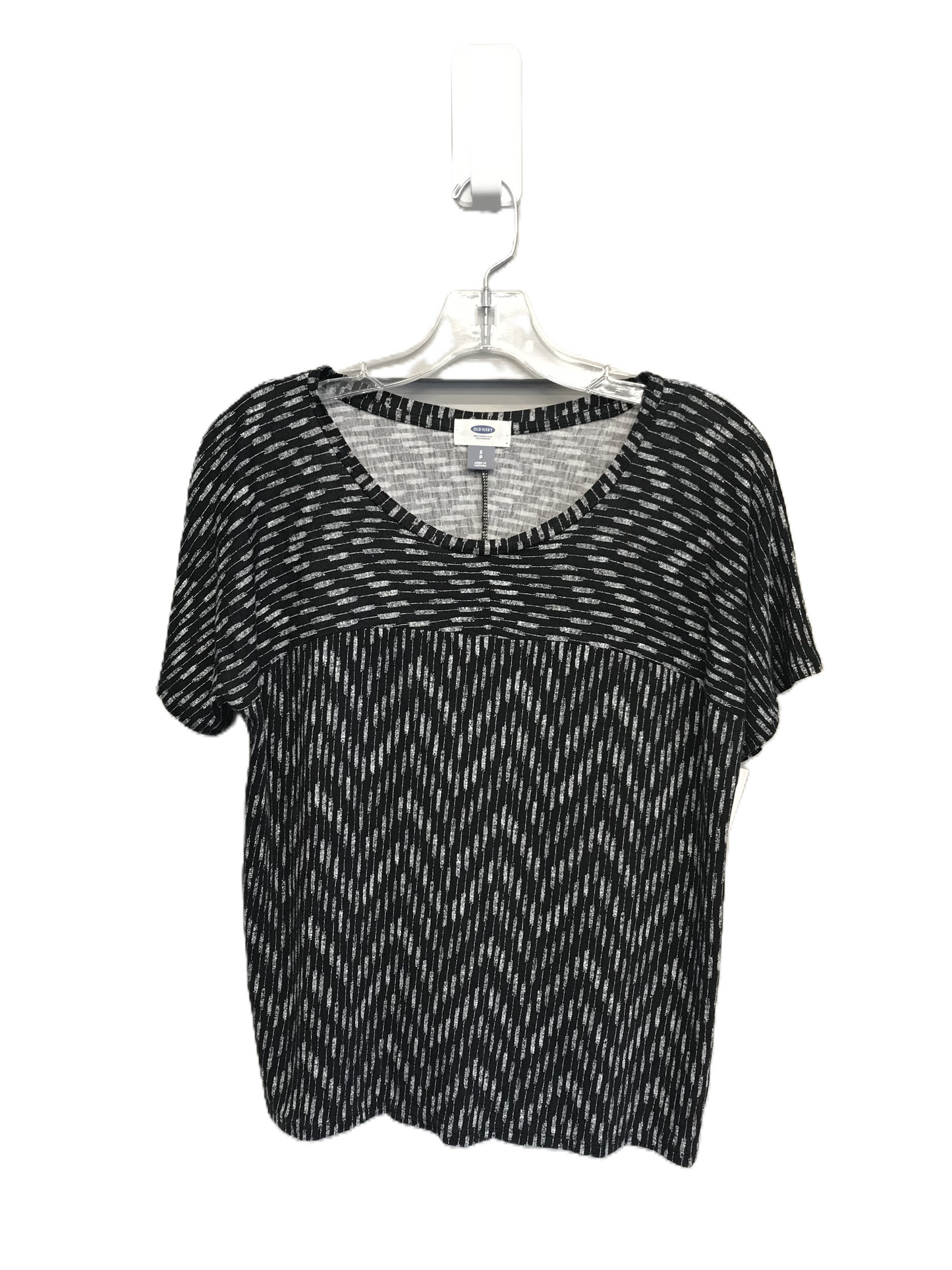 Black & Silver Top Short Sleeve By Old Navy, Size: Petite   S