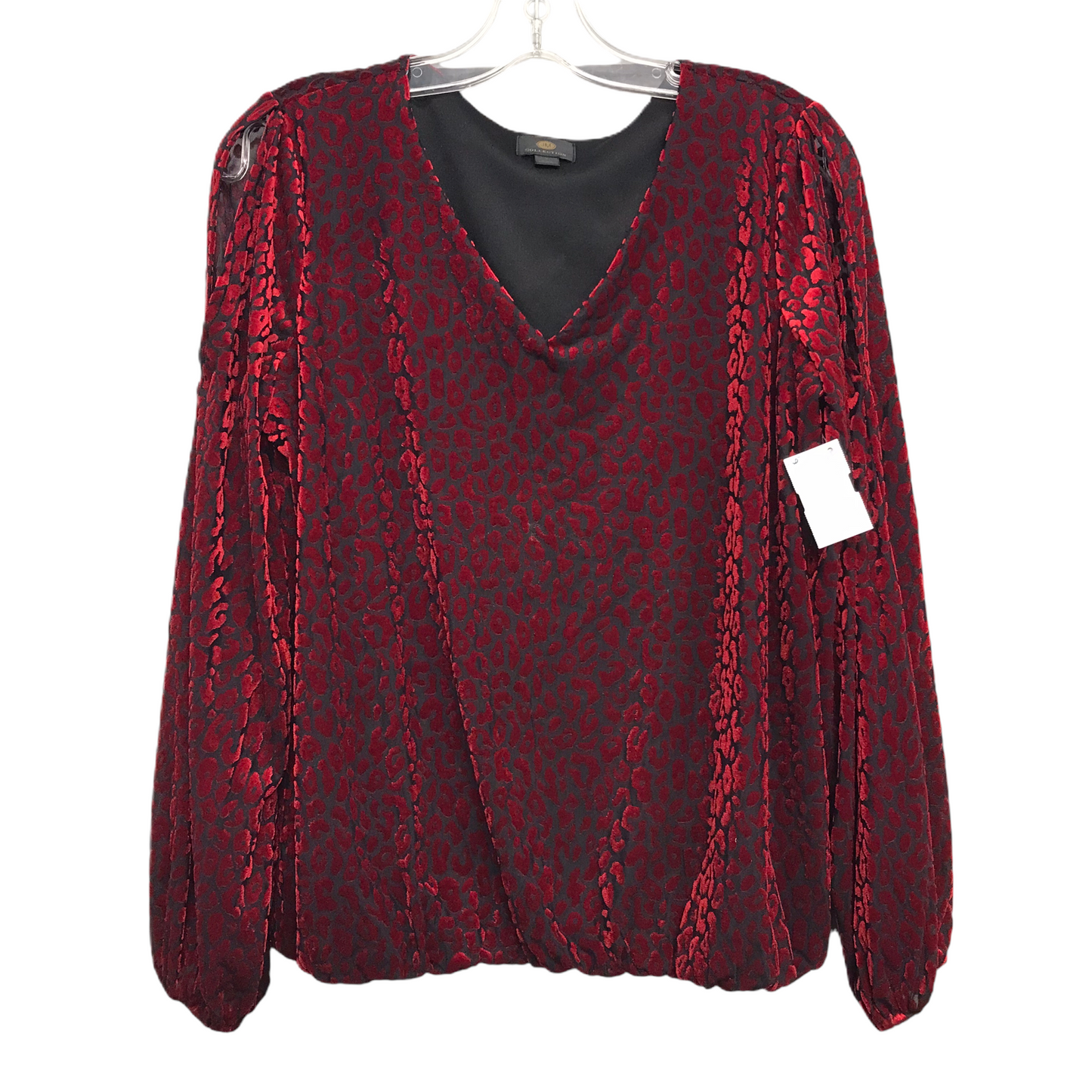 Top Long Sleeve By Jm Collections In Black & Red, Size: S