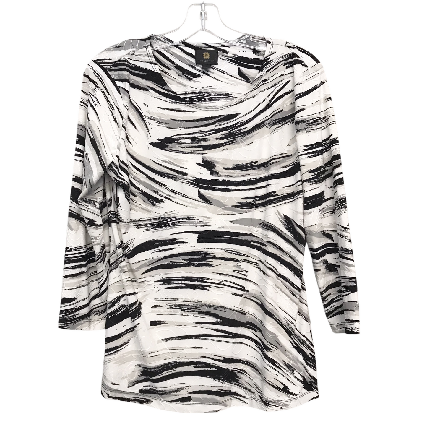 Top 3/4 Sleeve Basic By Jm Collections In Black & White, Size: S