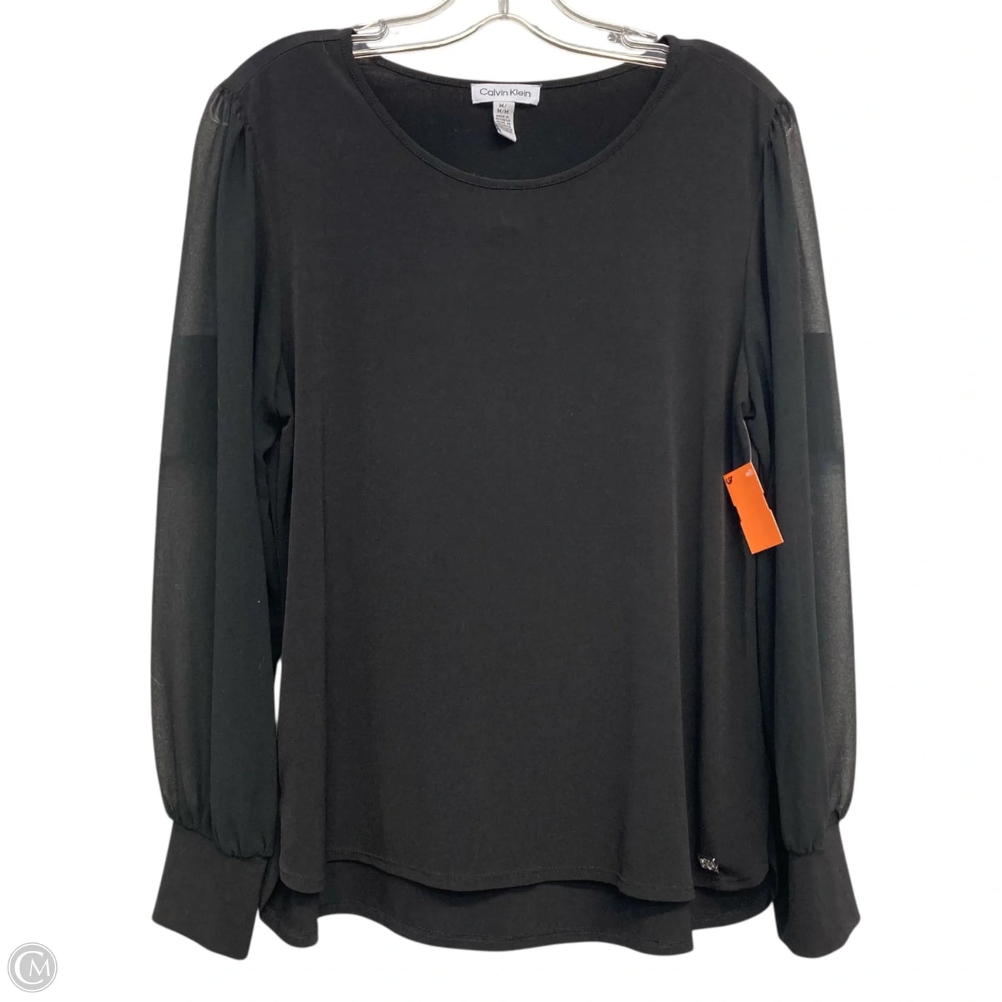 Top Long Sleeve By Calvin Klein In Black, Size: M