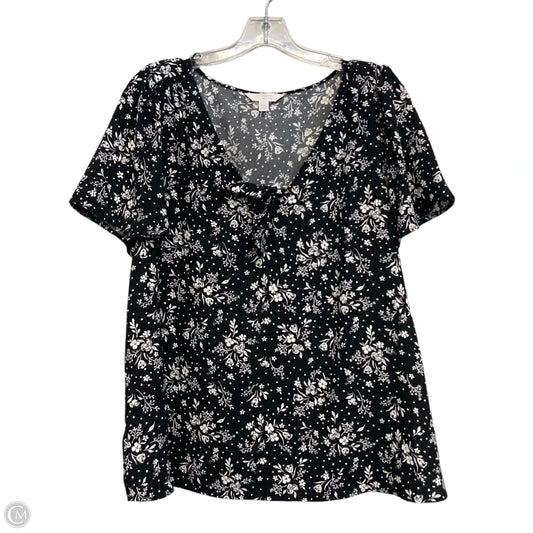 Top Short Sleeve By Lc Lauren Conrad In Black & White, Size: 1x