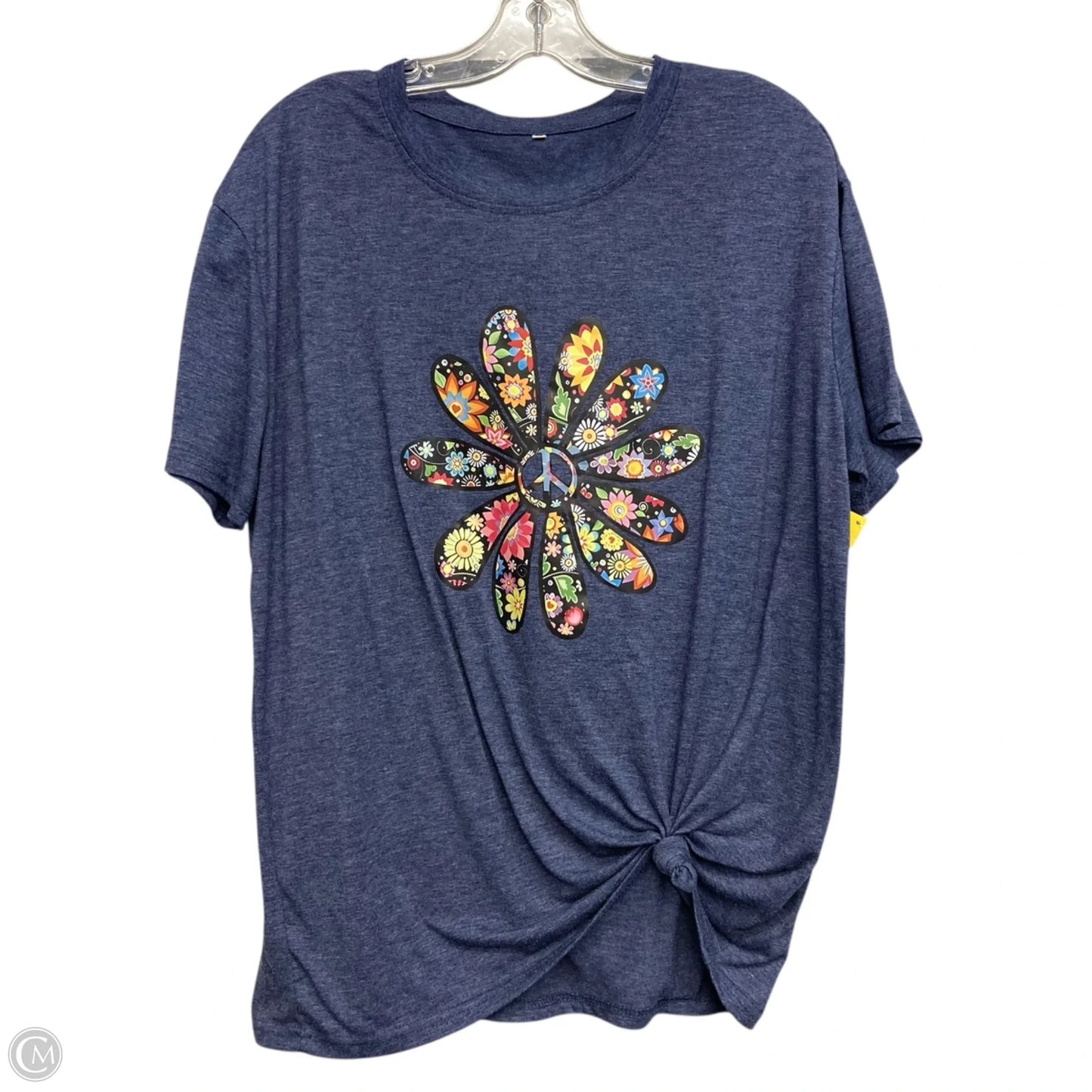 Top Short Sleeve Basic In Blue, Size: 1x