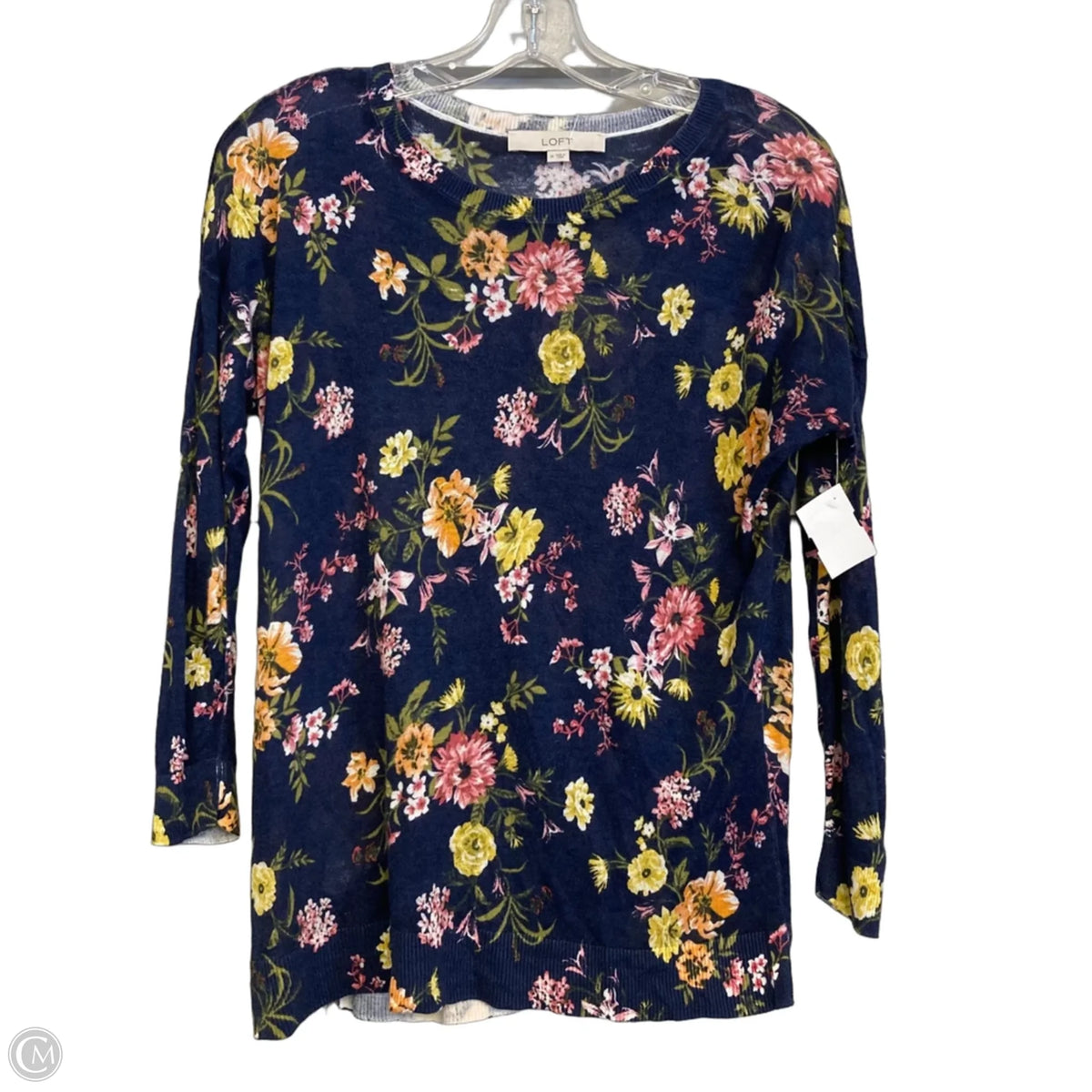 Top Long Sleeve Basic By Loft In Navy, Size: M