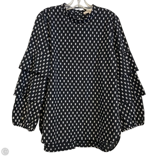 Top Long Sleeve By Loft In Black & White, Size: M