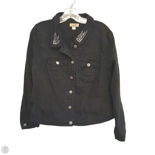 Jacket Denim By One World In Black Denim, Size: 1x