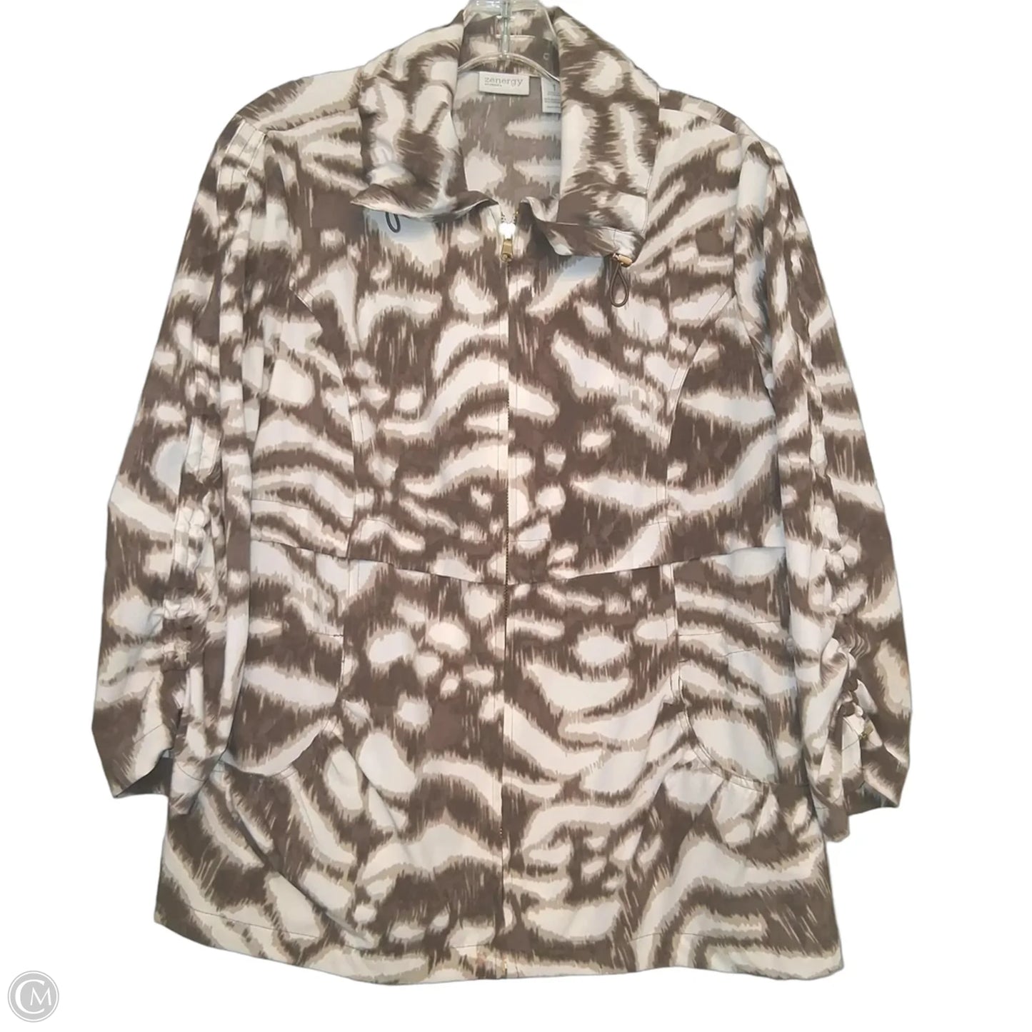 Athletic Jacket By Zenergy By Chicos In Brown & White, Size: M