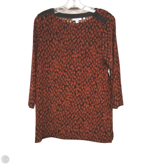 Top 3/4 Sleeve Basic By Chicos In Black & Brown, Size: M