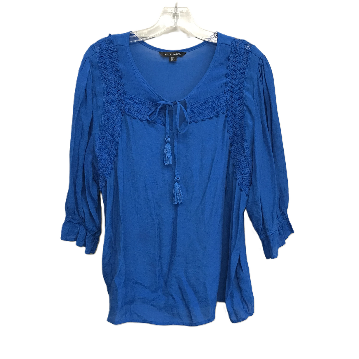 Blue Top 3/4 Sleeve By Zac And Rachel, Size: 1x