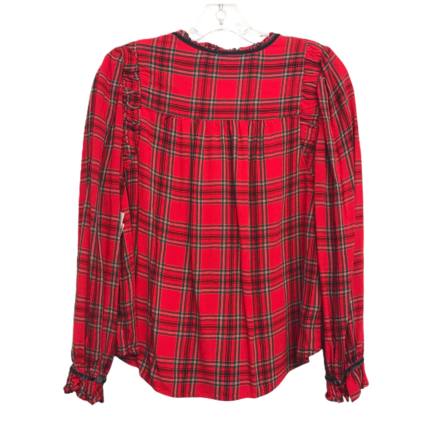 Top Long Sleeve By Loft In Plaid Pattern, Size: Mp