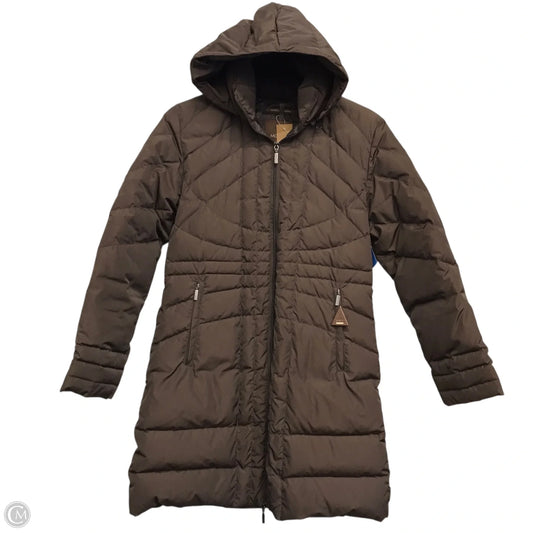 Coat Luxury Designer By Moncler In Brown, Size: S