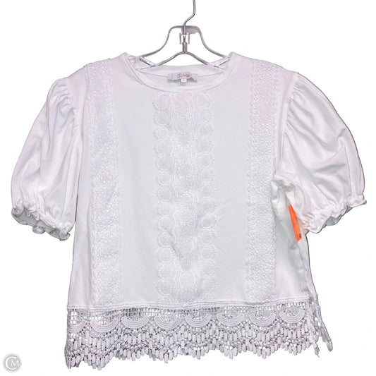 Top Short Sleeve By Glo Fashion In White, Size: M