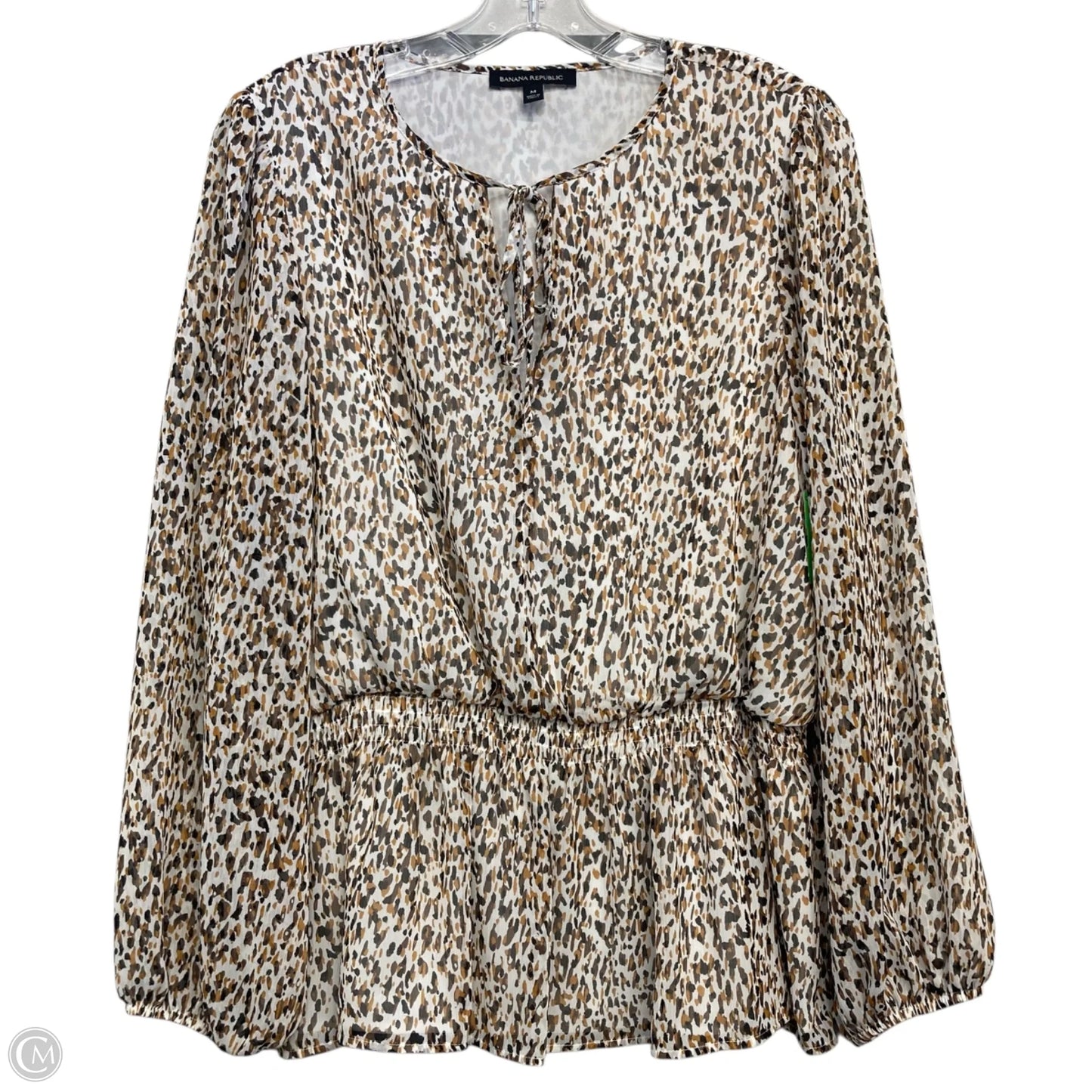 Top Long Sleeve By Banana Republic In Gold & White, Size: M