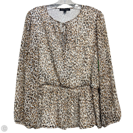 Top Long Sleeve By Banana Republic In Gold & White, Size: M