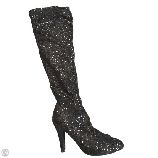 Boots Knee Heels In Black, Size: 8