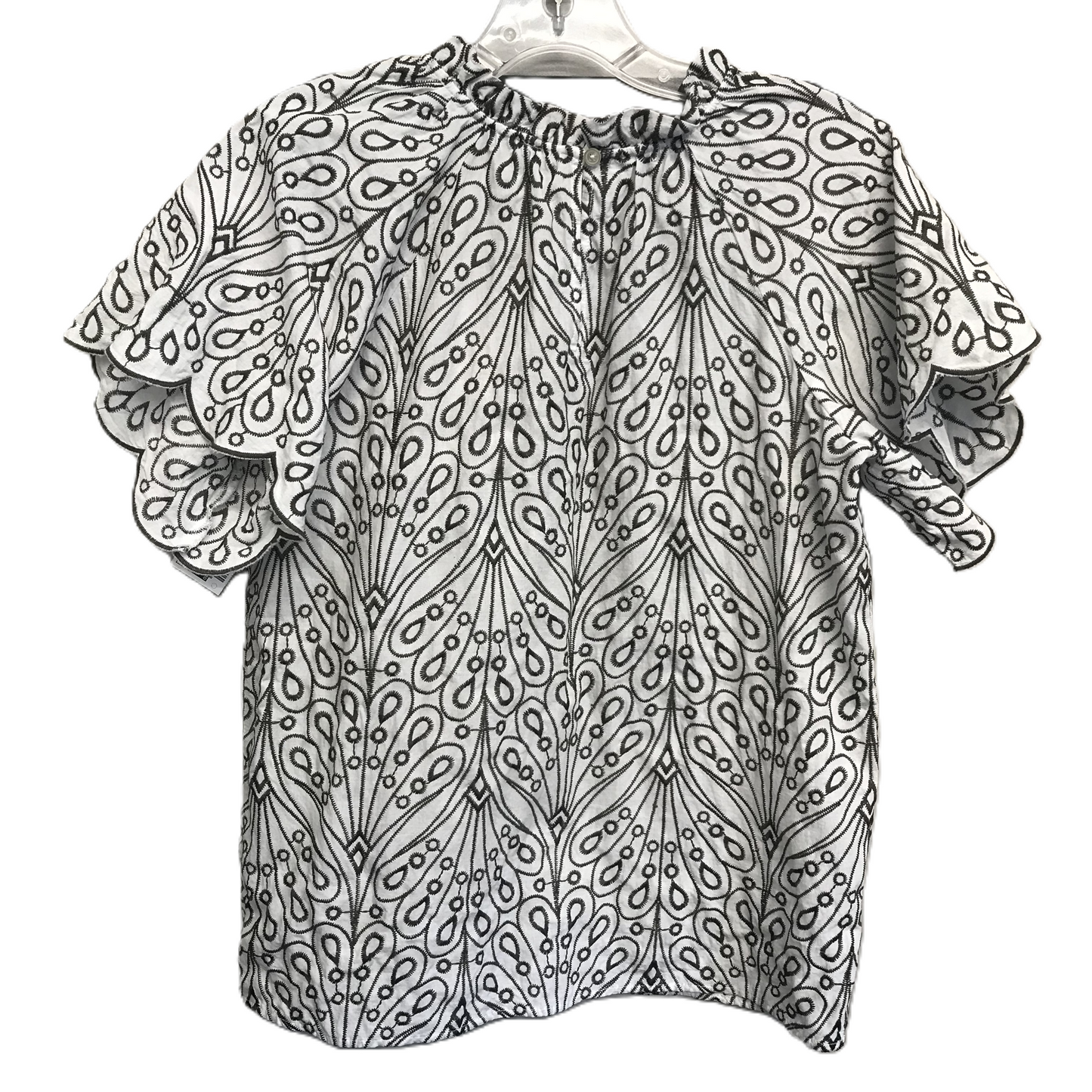 Grey & White Top Short Sleeve By Loft, Size: Xs