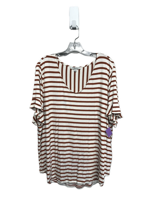 Striped Pattern Top Short Sleeve By Green Envelope, Size: 2x