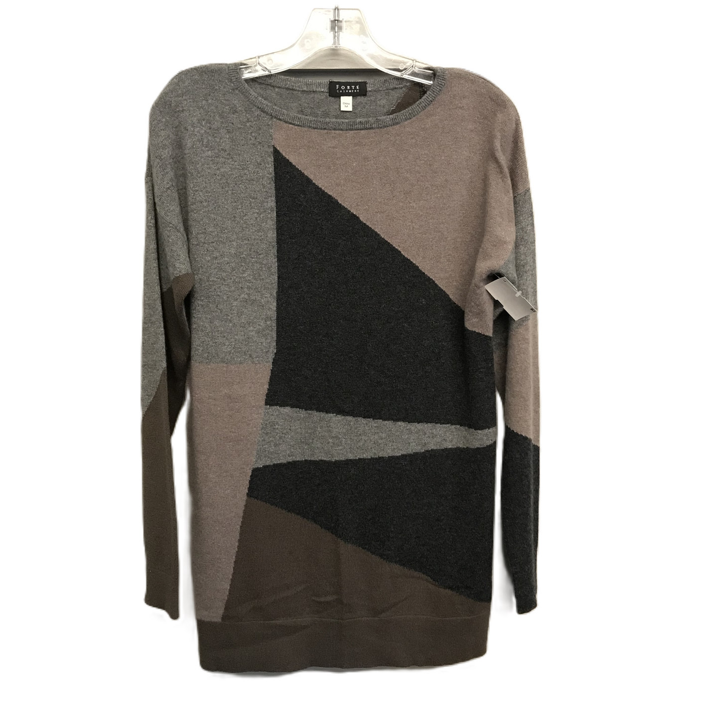 Grey & Tan Sweater Cashmere By Forte, Size: M