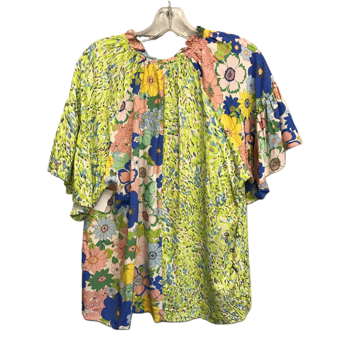 Floral Print Top Short Sleeve By Entro, Size: L