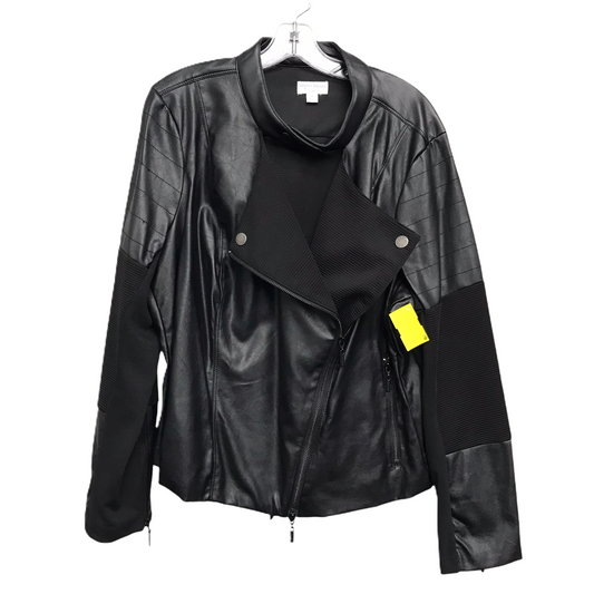 Jacket Moto By Bisou Bisou In Black, Size: 1x