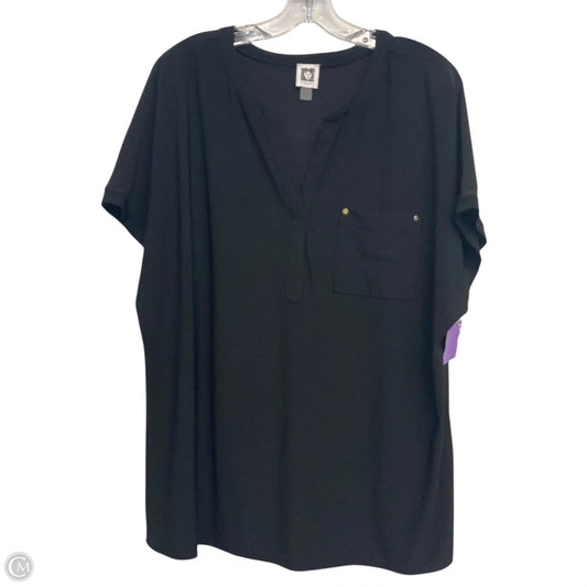 Top Short Sleeve By Anne Klein In Black, Size: 1x