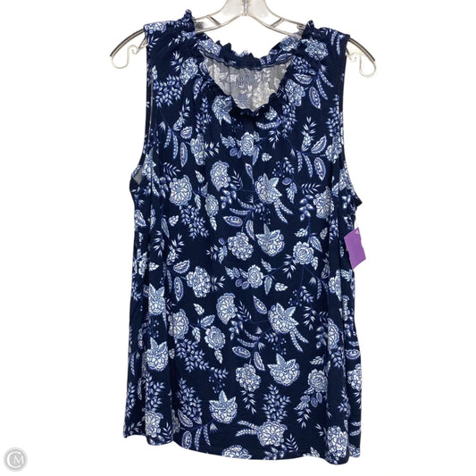 Top Sleeveless By Croft And Barrow In Blue & White, Size: 1x