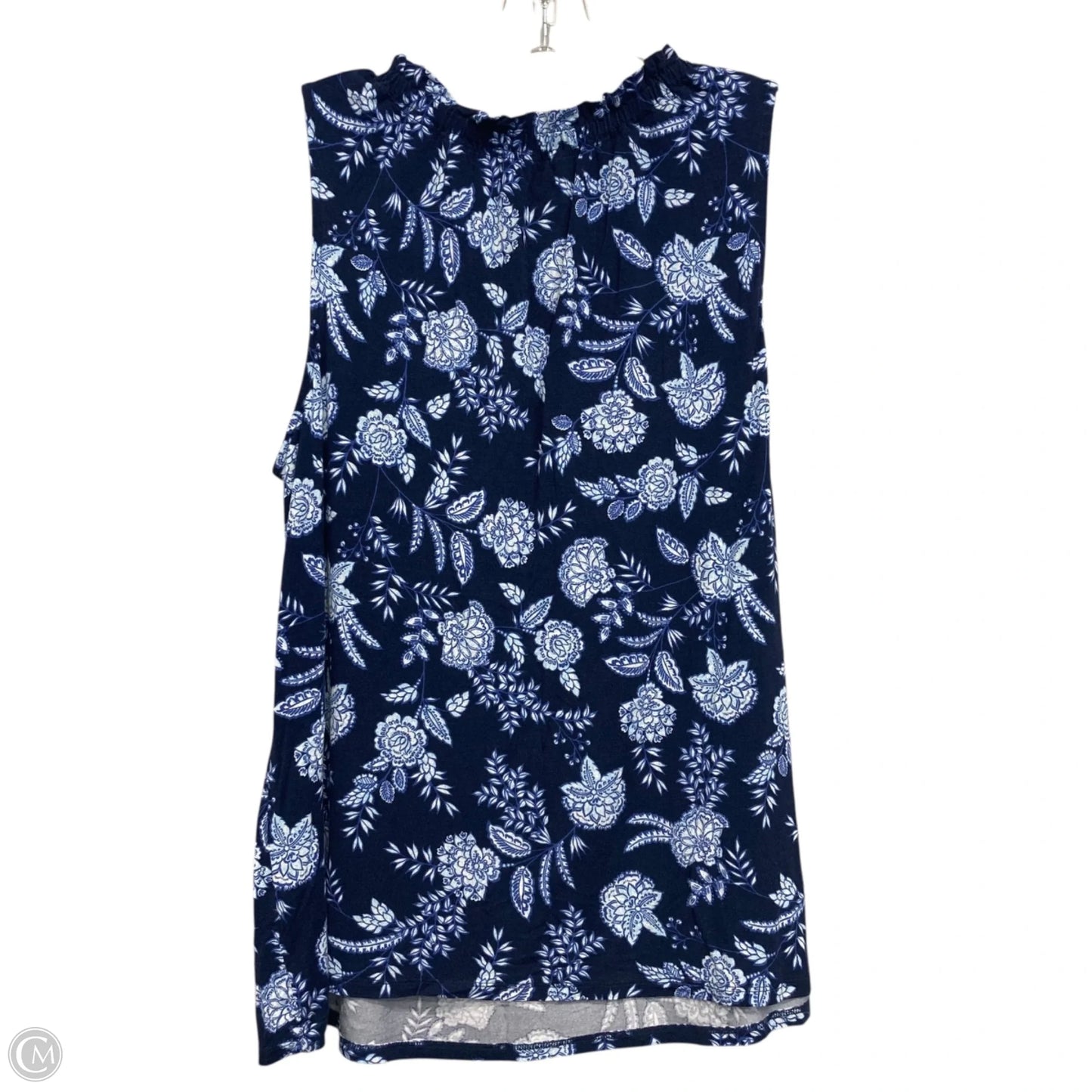 Top Sleeveless By Croft And Barrow In Blue & White, Size: 1x