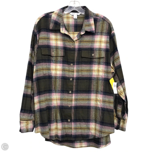 Top Long Sleeve By Old Navy In Plaid Pattern, Size: L