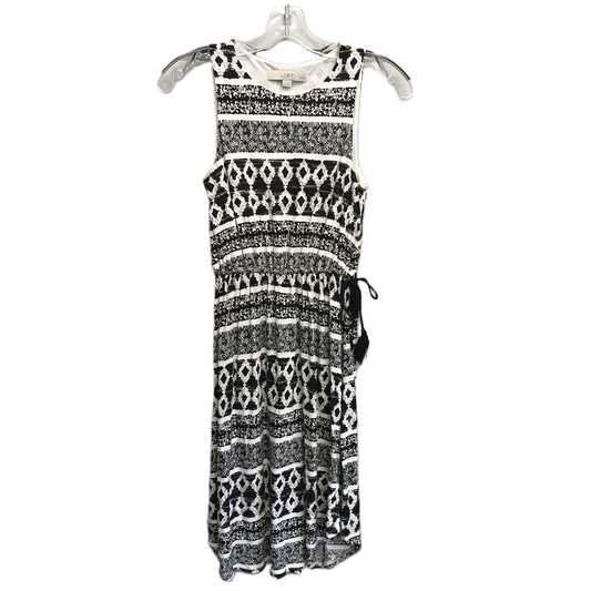 Black & White Dress Casual Midi By Loft, Size: Xxs