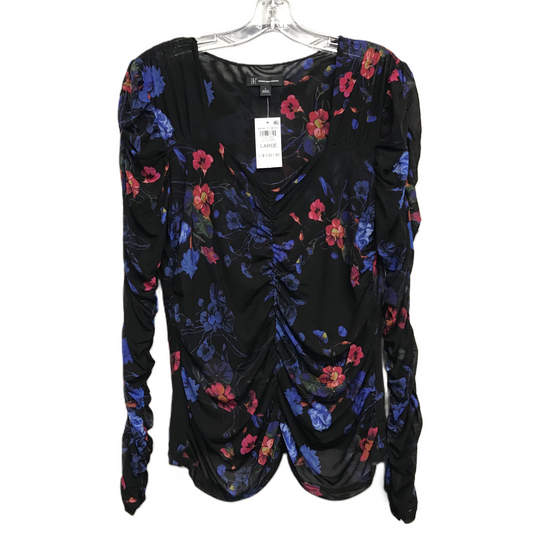 Top Long Sleeve By Inc In Black, Size: L