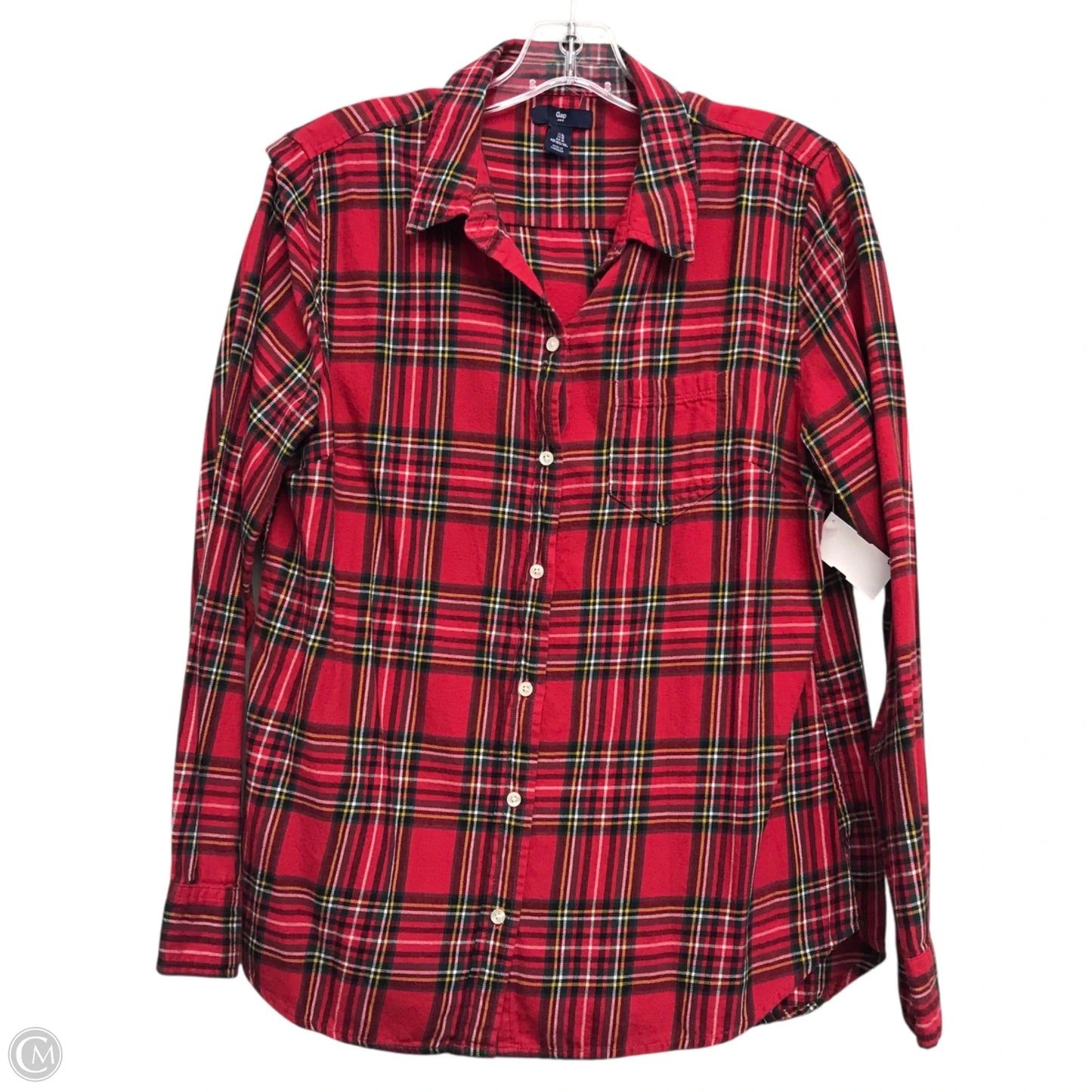 Top Long Sleeve By Gap In Plaid Pattern, Size: M